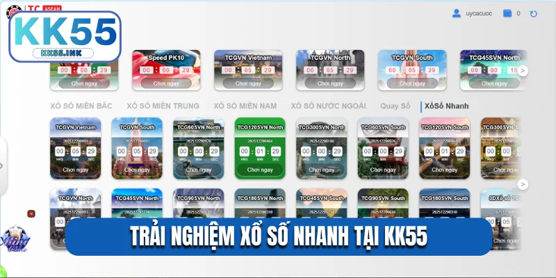 Trải nghiệm xổ số nhanh tại KK55